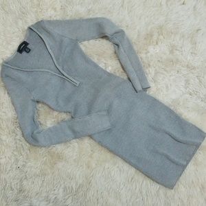 Half Zip Long Sleeve Bodycon Dress